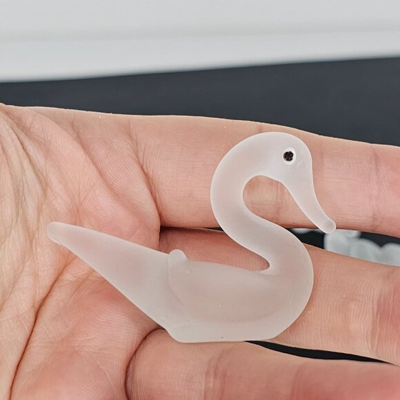 Mini Frosted Glass Animal Figurines Set Of 5 Bear Elephant Swan Bunny Cat - Picture 8 of 9